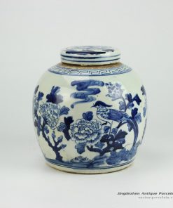 RZFZ01-A_Reproduction hand paint bird floral pattern antique lidded jar