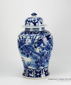 RZFZ02-A_Blue and white hand paint floral bird pattern hot sale ceramic ginger jar
