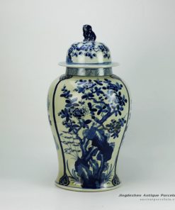 RZFZ03_Antique finish hand paint blue and white floral pattern decorative ceramic craft jars