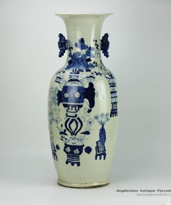 RZFZ04-E_hand paint blue and white chinaware double ears table vase