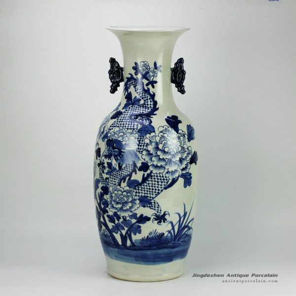 RZFZ04-F_Fairy dragon design hand paint blue and white ceramic wedding vases