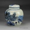 RZFZ06-B_Hand paint blue and white countryside life pattern ceramic small jar