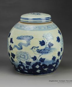 RZGC01-C_flower bird pattern hand paint blue white small storage ceramic bottle