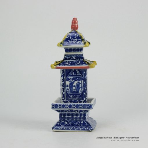 RZGE01_Blue and white ceramic pagoda figurine