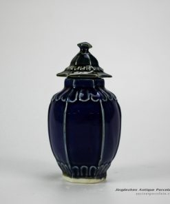 RZGE04-B_Dark blue color solemn chic porcelain pagoda statue