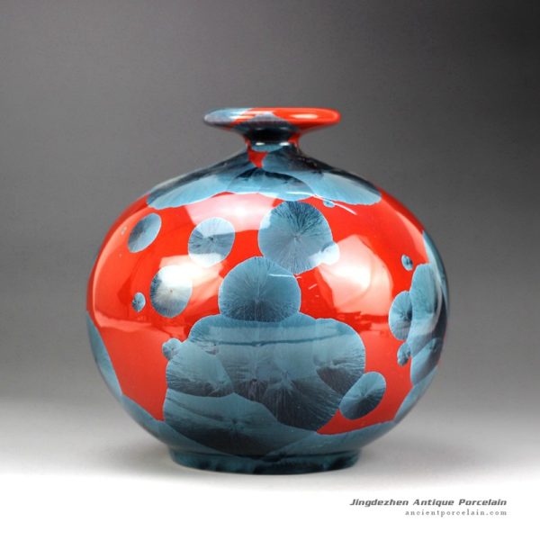 RZGW01-A_Photochromic crystaline glaze round abdomen red ceramic vase