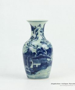 RZHC02_Hand paint blue & white scenery with mountains and rivers pattern porcelain flower vase