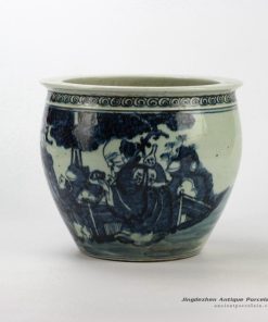 RZHC03_Hand paint blue and white Chinese ancient immortal pattern ceramic pot