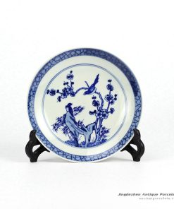 RZHG01-B_Hand painted blue and white porcelain small ceramic dish for display