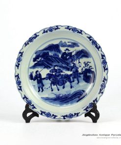 RZHG04-A_Hand painted blue and white lacy shaped edge porcelain dinner plate