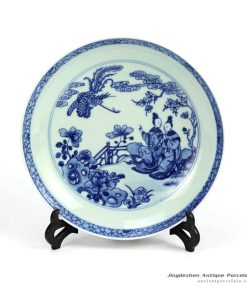 RZHG04-C_Hand painted blue and white phoenix and Chinese ancient ladies pattern round ceramic dinnerware