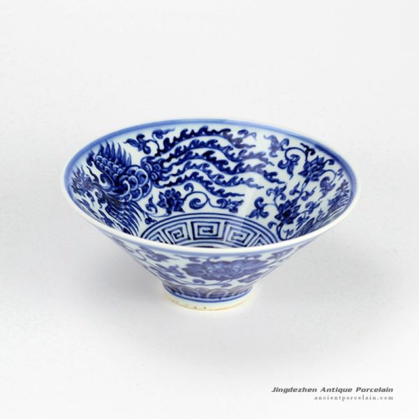 RZHL02-C_Hot sale Asian phoenix floral pattern funnel shape best chinaware bowl