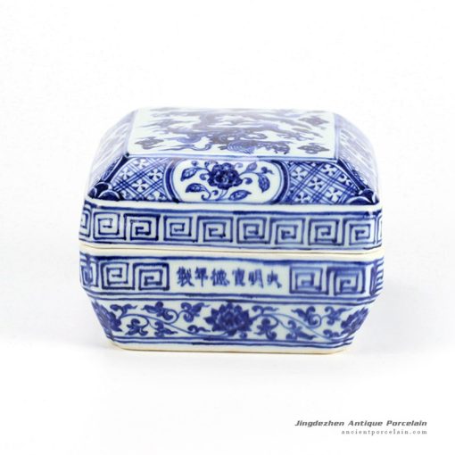 RZHL05_hand paint Ming Dynasty blue and white box shape sundries container