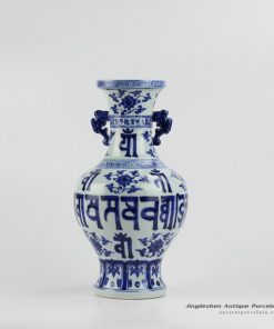 RZHL13_Unique Tibetan letter pattern hand paint collectable ceramic vase for online sale