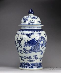 RZHM01-A_Hand paint blue and white fire dragon wholesale ceramic ginger jar