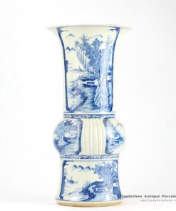 RZHQ01_Blue and white hand paint Chinese rural pattern ceramic centerpiece vase