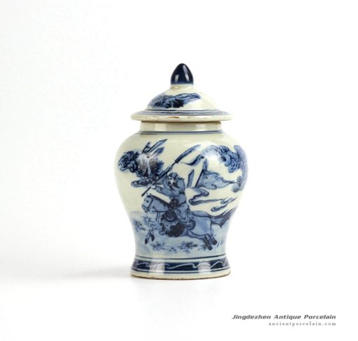 RZIQ02_old Antique old style the Three Kingdom Guan Yu pattern porcelain ginger jar