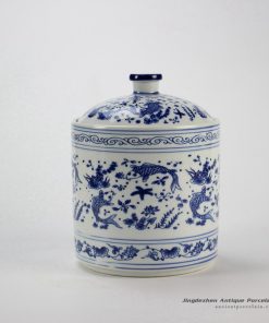 RZIY04_Under glaze blue fish floral pattern ceramic spice jar
