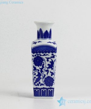 RZIY06_Wedding gift small dimension blue and white rectangular porcelain flower vase