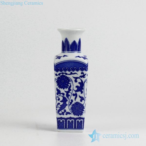 RZIY06_Wedding gift small dimension blue and white rectangular porcelain flower vase