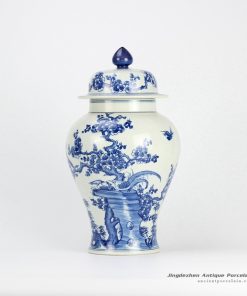 RZJP01-A Blue and white bird floral drawing manual porcelain ginger jar