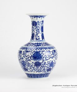 RZJQ03 Blue and white floral globular shape ceramic flower vase