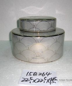 RZKA15B264 Golden screw thread pattern short round chinaware jar