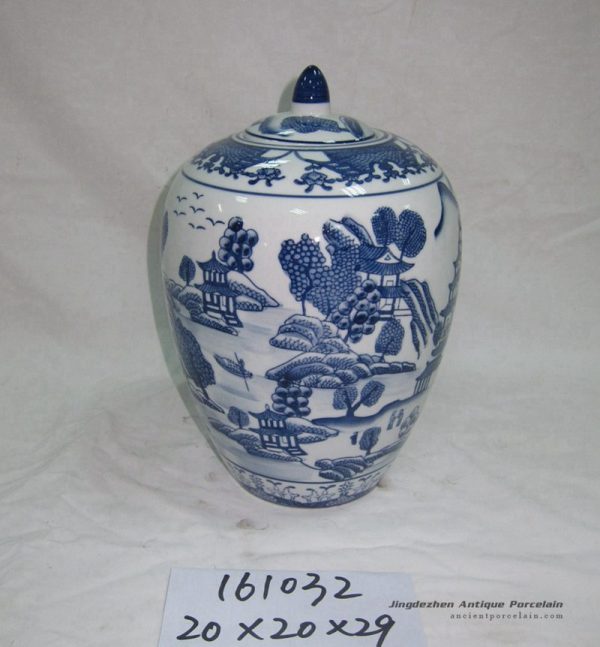 RZKA161032 China style hand paint blue and white candle jar