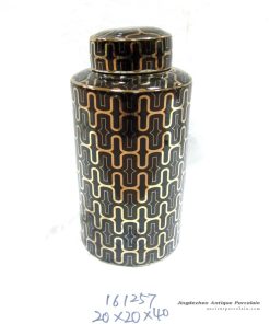RZKA161257 Golden line plated black color tin jar