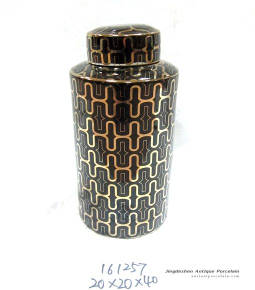 RZKA161257 Golden line plated black color tin jar