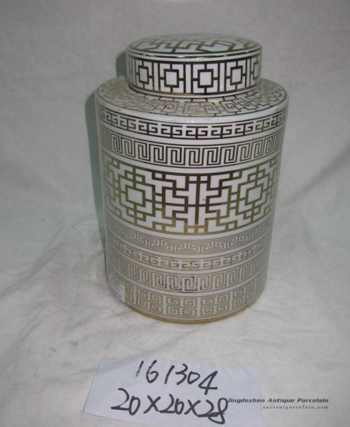 RZKA161304 Round royal China style golden line pottery jar