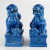 RZKC02 Delicate blue color glaze China mythology temple gate guard foo dog staute