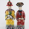 RZKC08 Asian style Qing Dynasty colored king and queen ceramic figurine