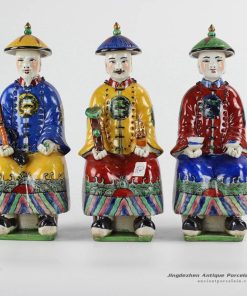 RZKC10 Qing Dynasty emperor Kangxi Yongzhen Qianlong bright color sitting pose ceramic statue