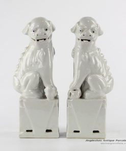 RZKC17 new arrival white glaze sitting pair foo dog ceramic figurine