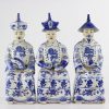 RZKC18 Blue and white sitting three Chinese emperors ceramic figurine