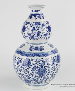 RZKE01 Cobalt blue color floral mark gourd shape porcelain vase