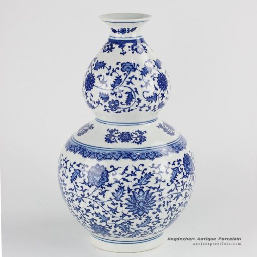 RZKE01 Cobalt blue color floral mark gourd shape porcelain vase