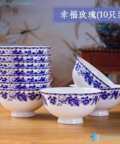 RZKX16-4.5cun-K Round Shape Style Custom Designed Ceramic Porcelain Bowl Blue And White Set of 10