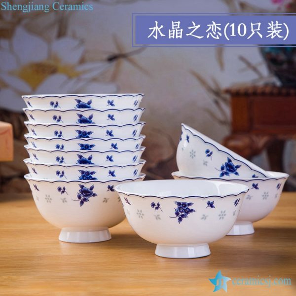 RZKX16-4.5cun-M Jingdezhen Ceramic Porcelain Bowl Blue And White Set of 10