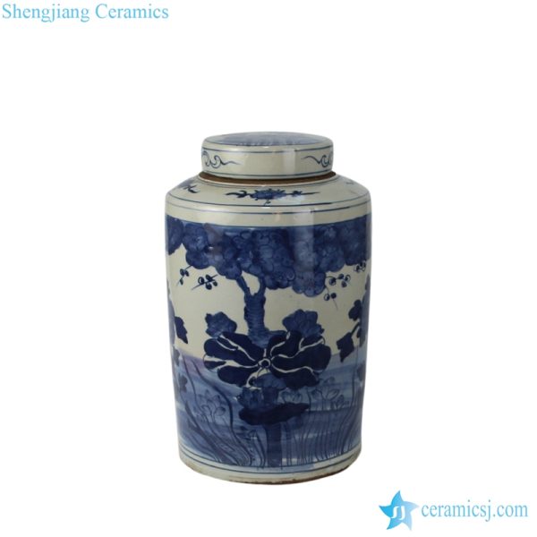 RZKT02-AB Shengjiang factory direct hand painted antique finish exhibition hotel storage stoneware jar