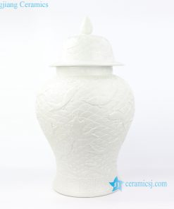 white carved fish porcelain jar