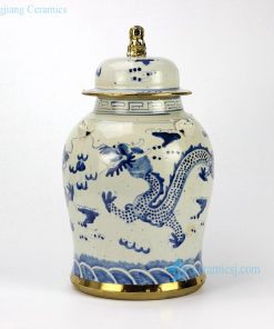 golden line ceramic dragon jar