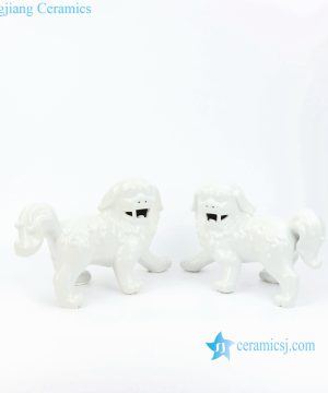 all white ceramic foo dog fugurine