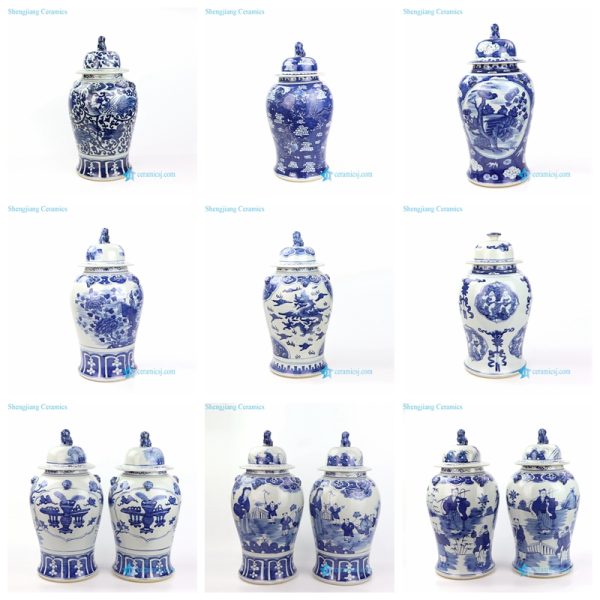 handmade blue and white ceramic temple jar