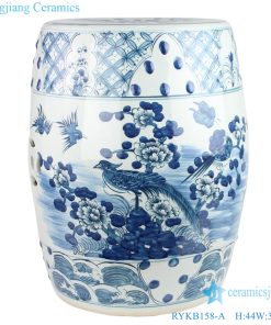 Drum flower and bird  archaize porcelain stool front view