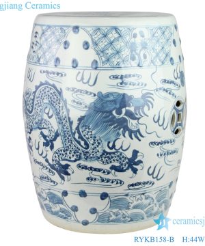 Dragon pattern with hollow out coin ceramic stool