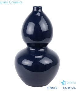 Deep blue offering blue glaze vase front view