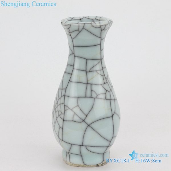 Six - sided flat pot vase color glaze vase pottery