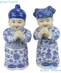 boy and girl  ceramic statue  front view